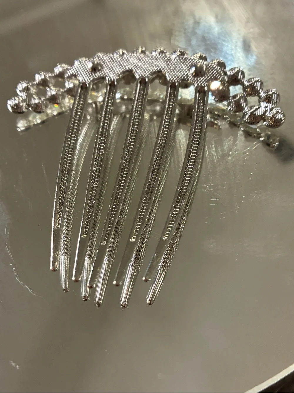 Crystal Rhinestone Hair Comb - Silver